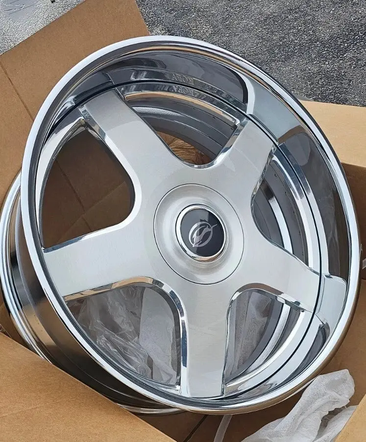 26" Staggered Brushed & Polished Lip Replica Impala Ss Wheels Staggered 5X127 2Pc Wheels Rims 95 96 22 26 Chevy 1
