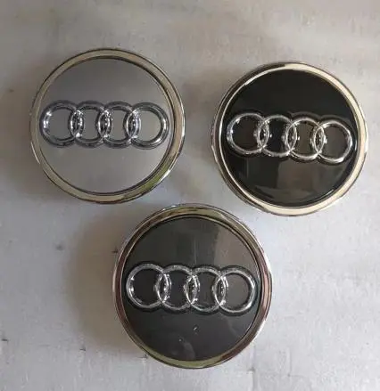 4 Audi Floating Center Caps Silver & Chrome 69 60 61Mm 1