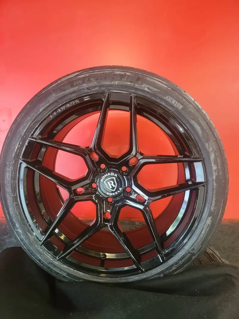 4-New 19 Inch Rohana Rfx-11 Gloss Black Wheels, 19X9.5 Rims Infiniti Q50 245/40R19 Michelin Tires Bp: 5X114.3 1