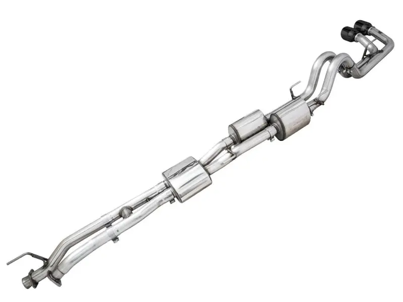 Awe 16-22 Toyota Tacoma 0Fg Catback Exhaust W/ Bashguard - Dual Diamond Black Tips 1