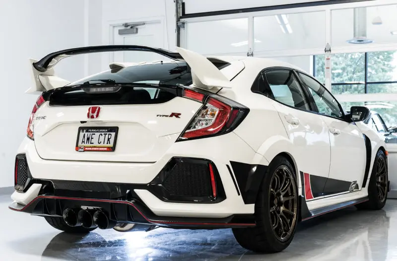 Awe Tuning 2017+ Honda Civic Type R Touring Edition Exhaust W/Front & Mid Pipe - Diamond Blk Tips 2