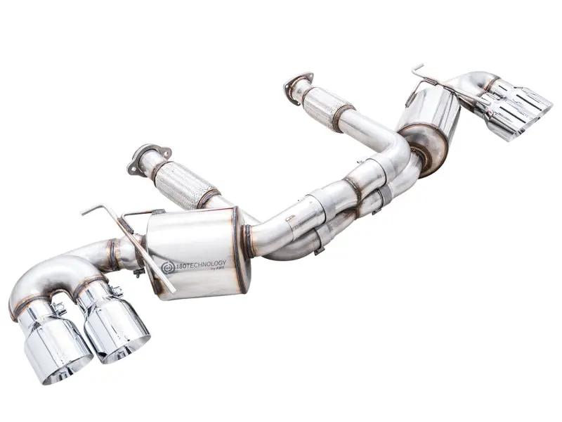 Awe Tuning 2020 Chevrolet Corvette (C8) Touring Edition Exhaust - Quad Chrome Silver Tips 1