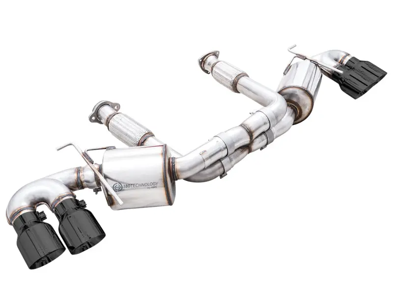 Awe Tuning 2020 Chevrolet Corvette (C8) Touring Edition Exhaust - Quad Diamond Black Tips 1