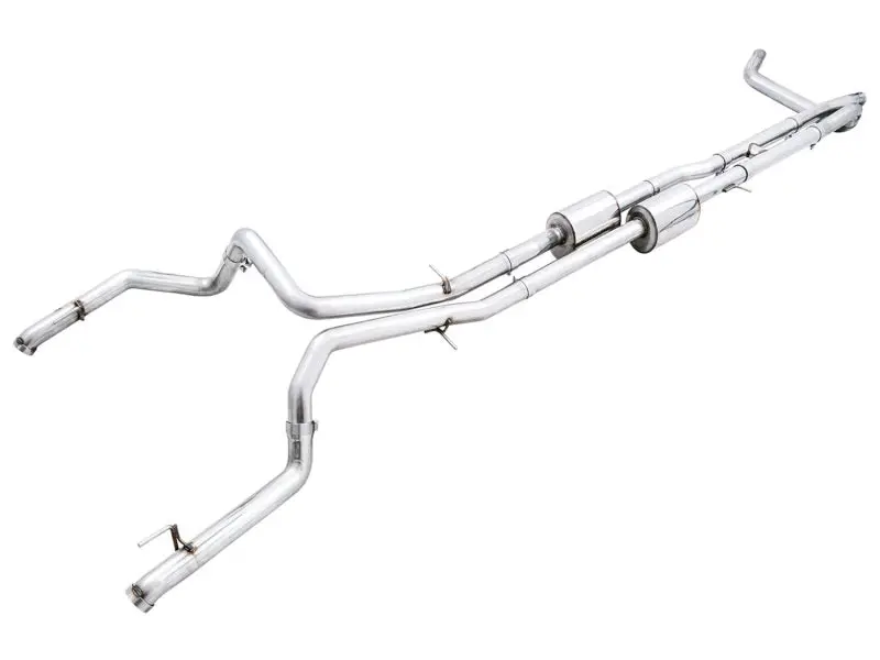 Awe Tuning 22-23 Gmc Sierra 1500 At4x 6.2L 0Fg Catback Split Dual (Flat Bumper) - Bashguard(No Tips) 1