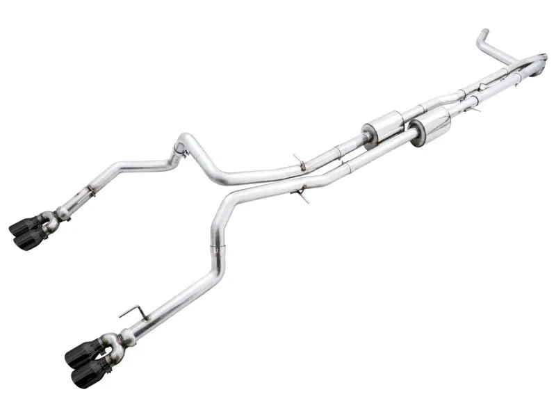 Awe Tuning 22-23 Gmc Sierra 1500 At4x 6.2L 0Fg Catback Split Dual (Flat Bumper) - Diamond Black Tips 1