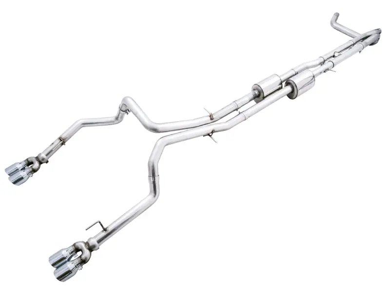 Awe Tuning 4Th Gen Gm 1500 6.2L 0Fg Catback Split Rear Exit (W/ Bumper Cutouts) - Quad Chrome Tips 1