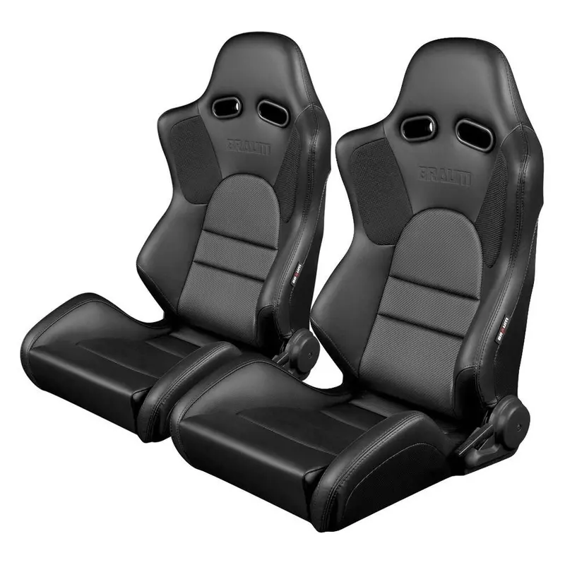 Braum Advan Series Sport Seats - Black Leatherette / Black Stitching (Pair) 1