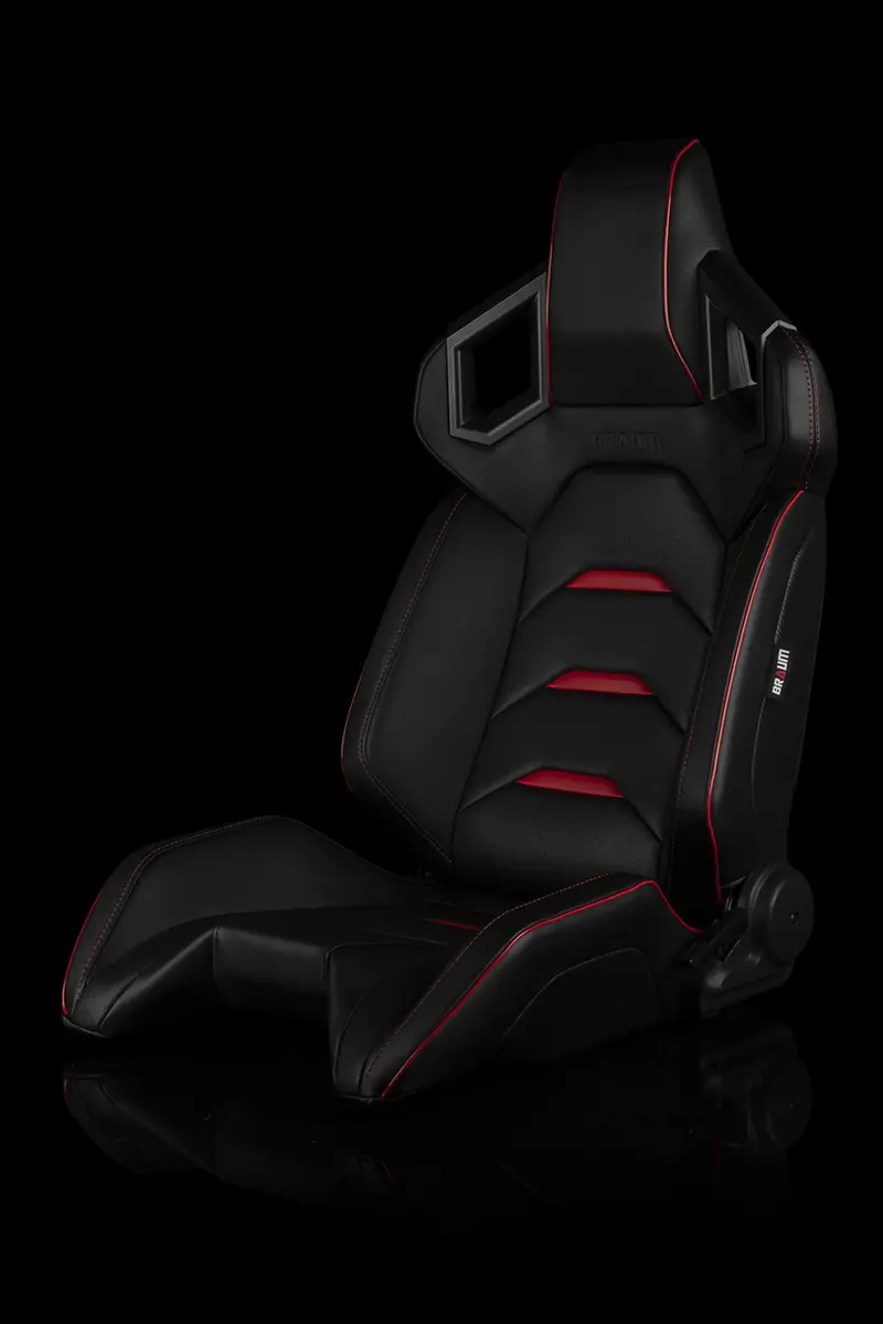 Braum Alpha-X Series Racing Seats - Black & Red (Pair) 1