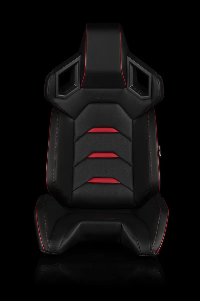 Braum Alpha-X Series Racing Seats - Black & Red (Pair) 2