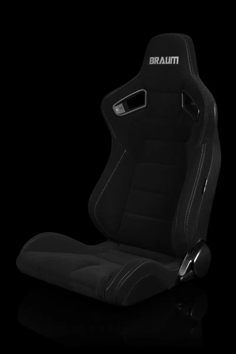 Braum Elite Series Sport Seats - Black / Grey Stitching (Pair) 1