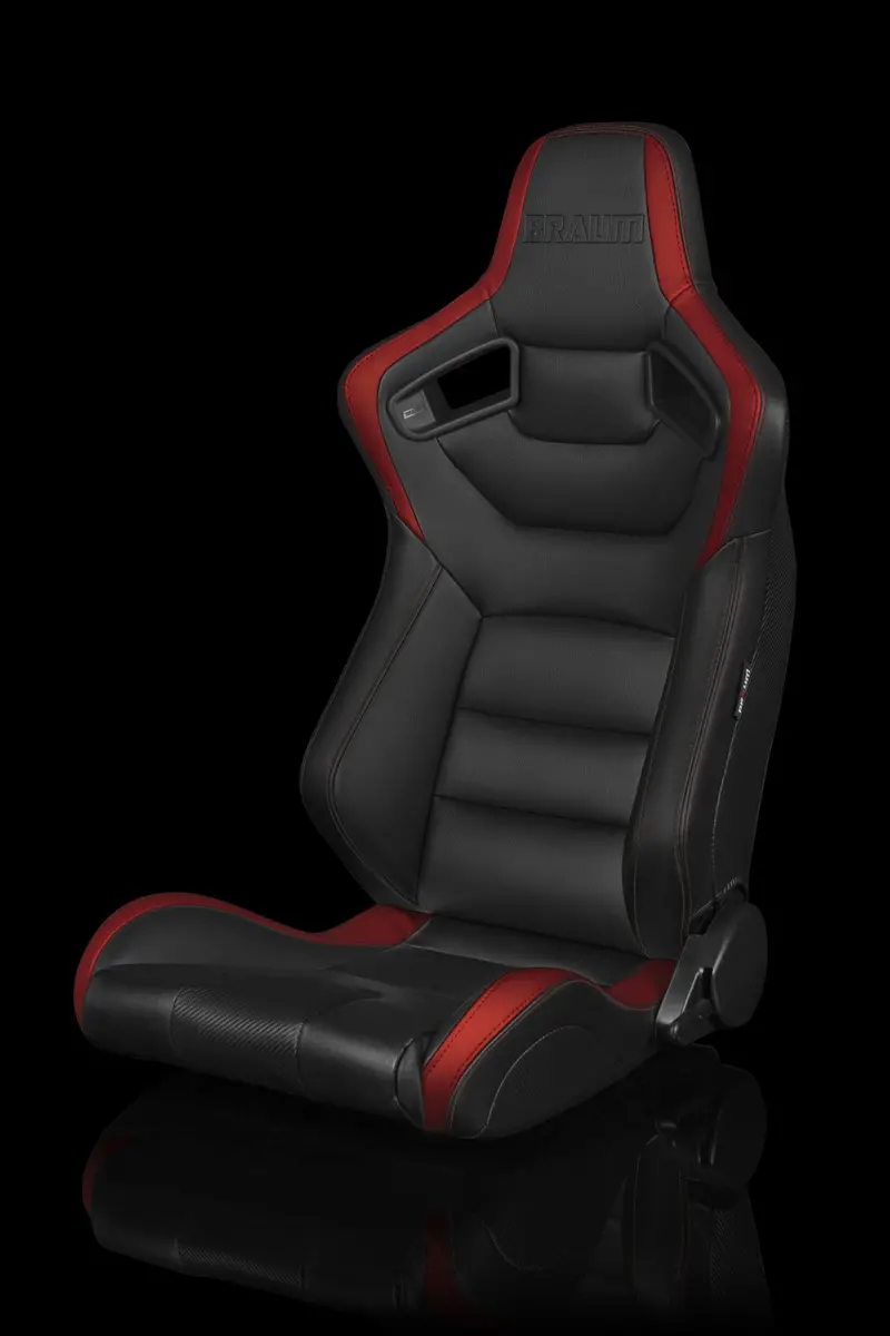 Braum Elite Series Sport Seats - Black / Red Leatherette (Pair) 1