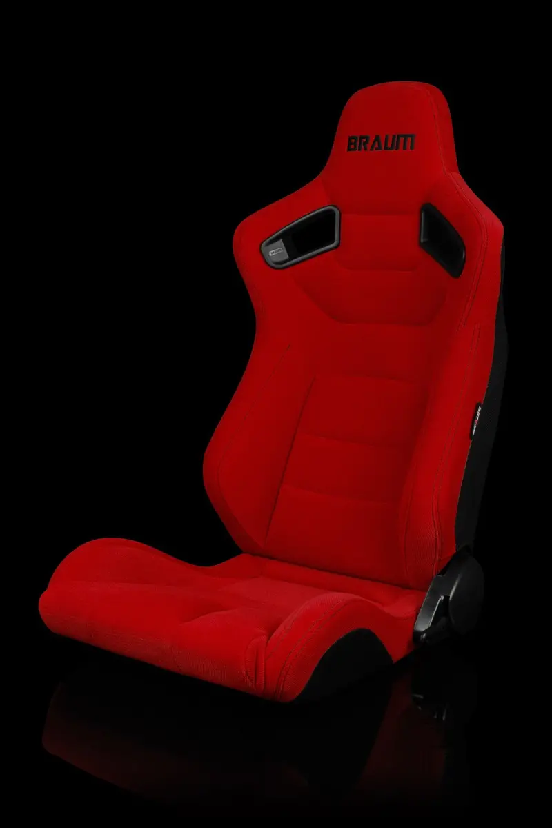 Braum Elite Series Sport Seats - Red Cloth / Black Stitching (Pair) 1