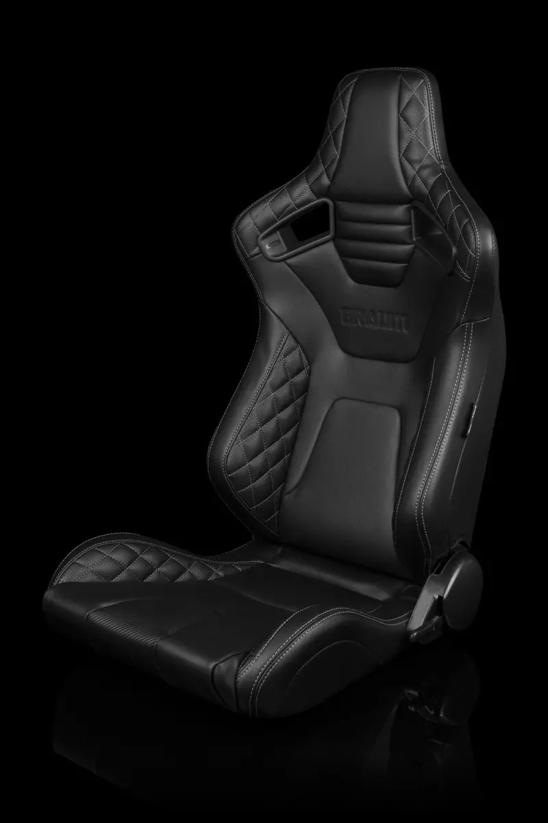 Braum Elite-X Series Sport Seats - Black Diamond / Grey Stitching (Pair) 1