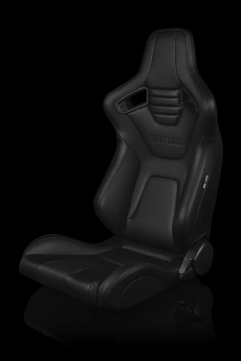 Braum Elite-X Series Sport Seats - Black Leatherette / Blue Stitching (Pair) 1