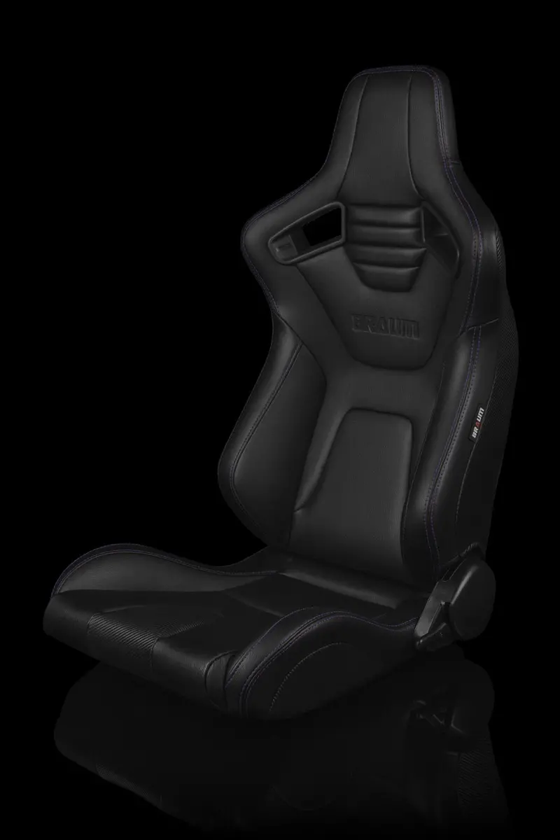Braum Elite-X Series Sport Seats - Black Leatherette / Purple Stitching (Pair) 1