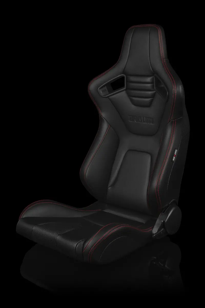 Braum Elite-X Series Sport Seats - Black Leatherette / Red Stitching (Pair) 1