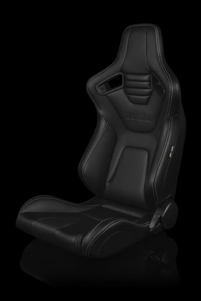 Braum Elite-X Series Sport Seats - Black Leatherette / White Stitching (Pair) 1