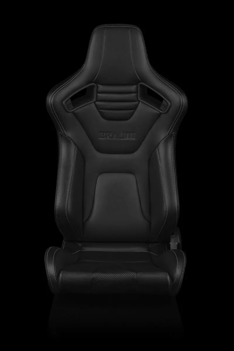 Braum Elite-X Series Sport Seats - Black Leatherette / White Stitching (Pair) 2