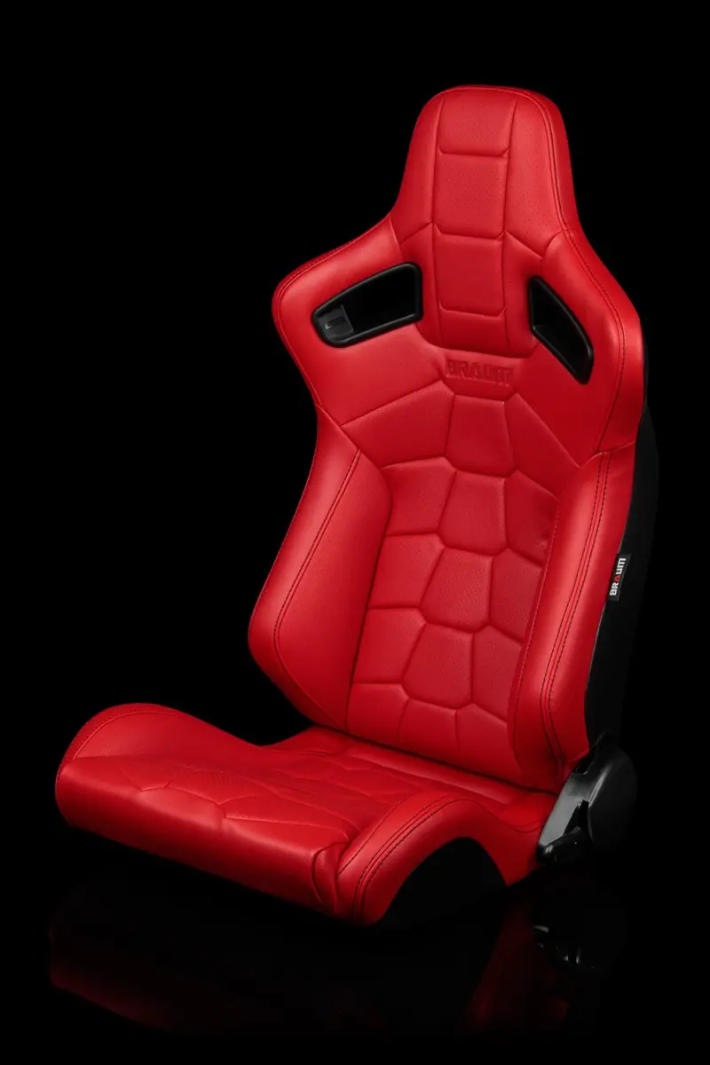 Braum Elite-X Series Sport Seats - Komodo / Red Leatherette / Black Stitching (Pair) 1