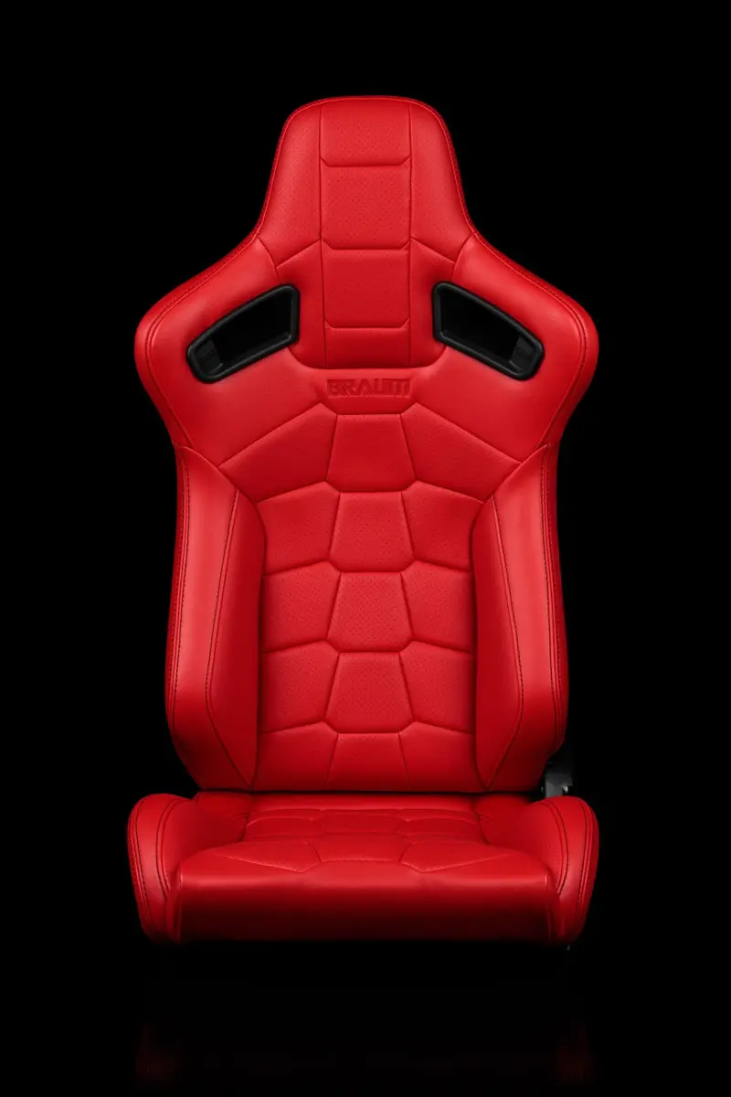 Braum Elite-X Series Sport Seats - Komodo / Red Leatherette / Black Stitching (Pair) 2