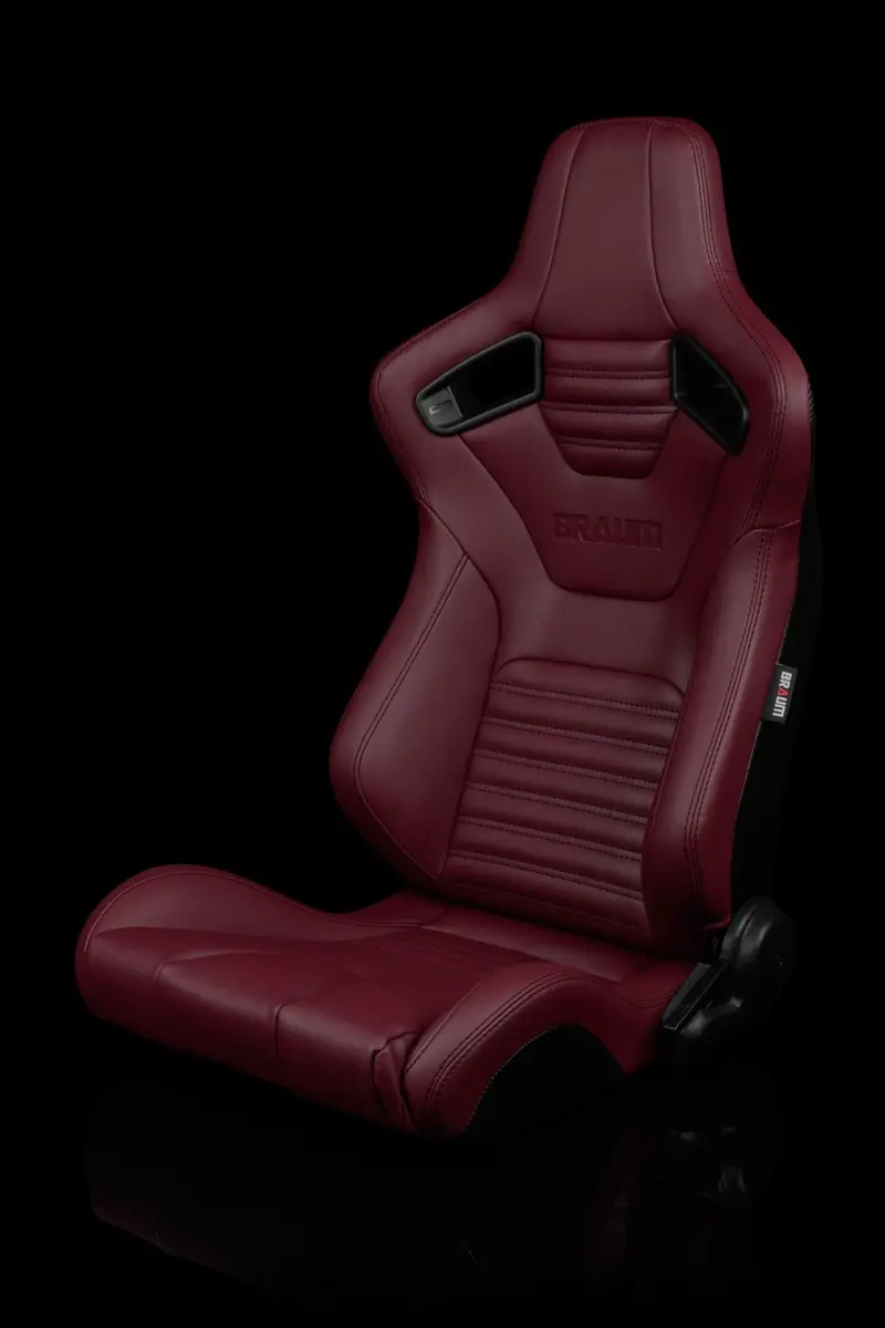 Braum Elite-X Series Sport Seats - Maroon Leatherette / Black Stitching (Pair) 1