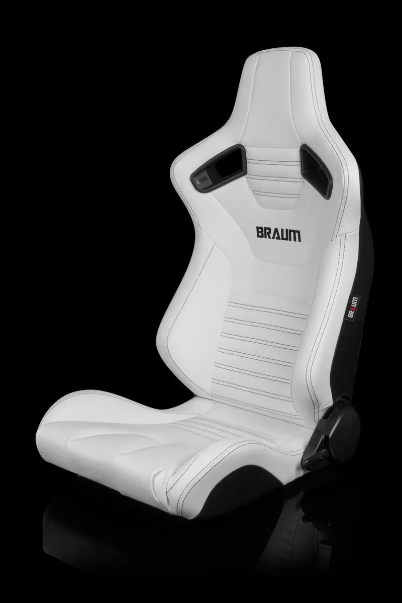 Braum Elite-X Series Sport Seats - White Leatherette / Black Stitching (Pair) 1