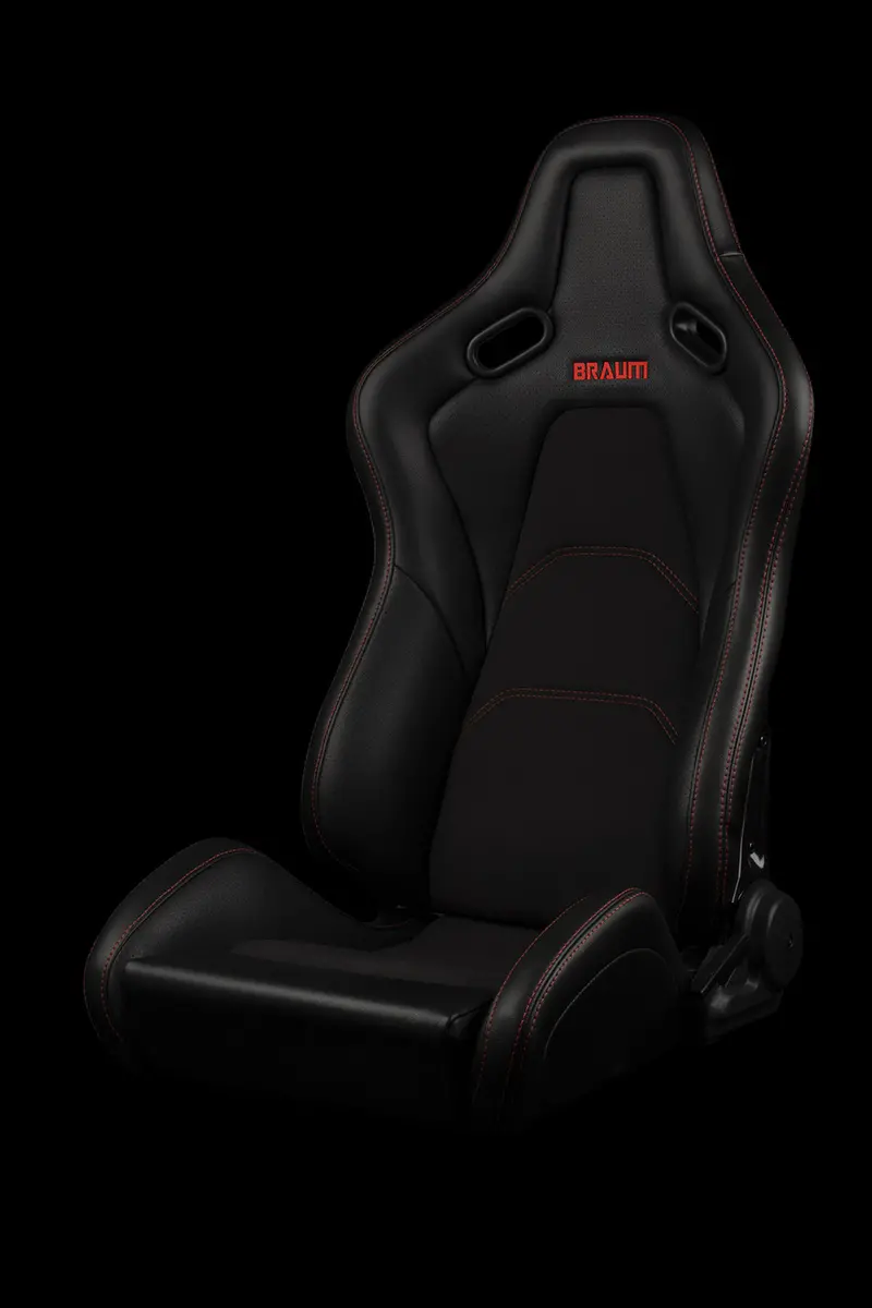 Braum Falcon S Reclinable Seats - Black Alcantara With Red Stitching (Pair) 1