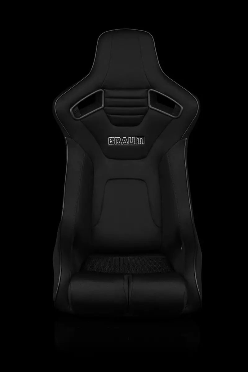 Braum Racing Seats Elite-R Series Fixed Back Bucket - Black Polo Cloth (Black Stitching / Black Piping) 1