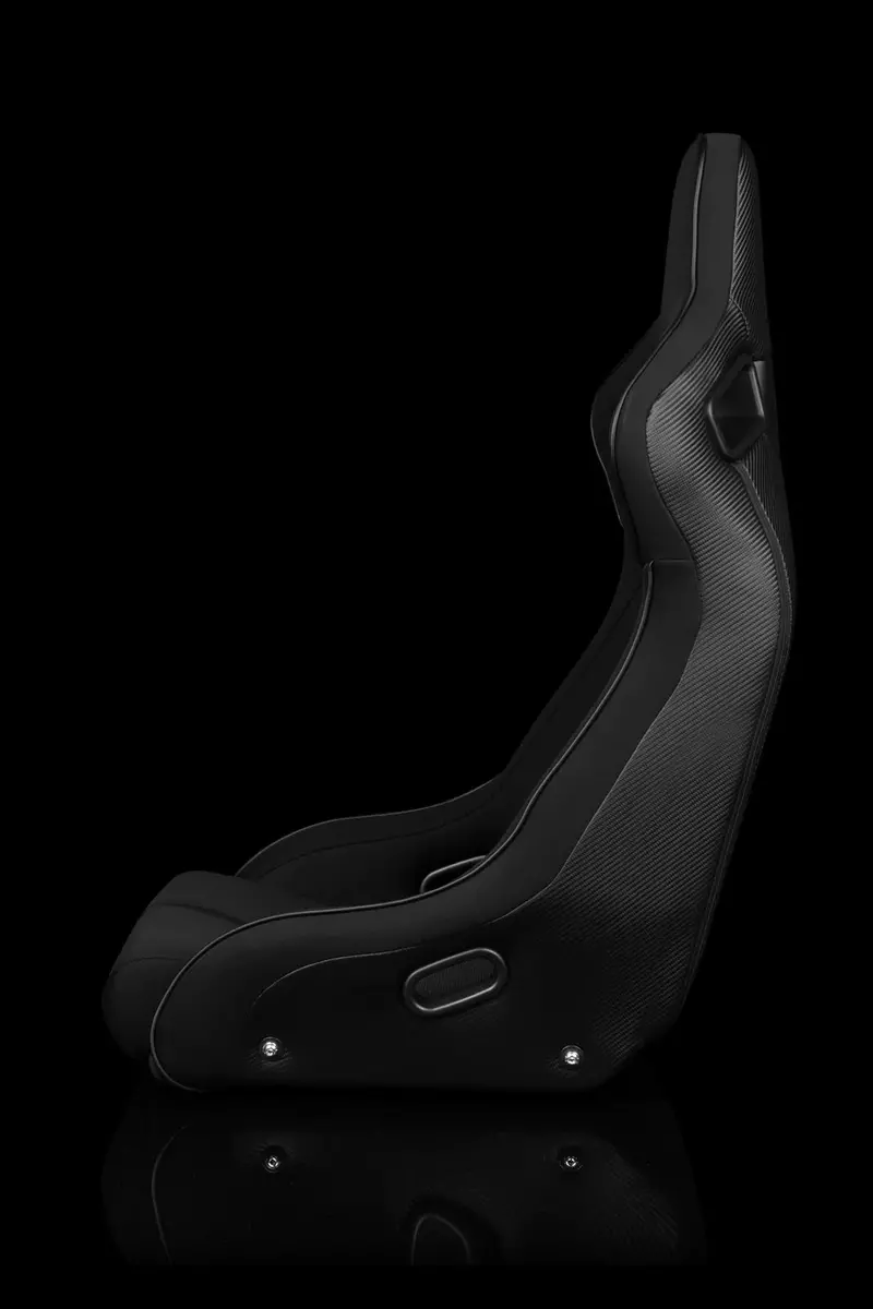 Braum Racing Seats Elite-R Series Fixed Back Bucket - Black Polo Cloth (Black Stitching / Black Piping) 2