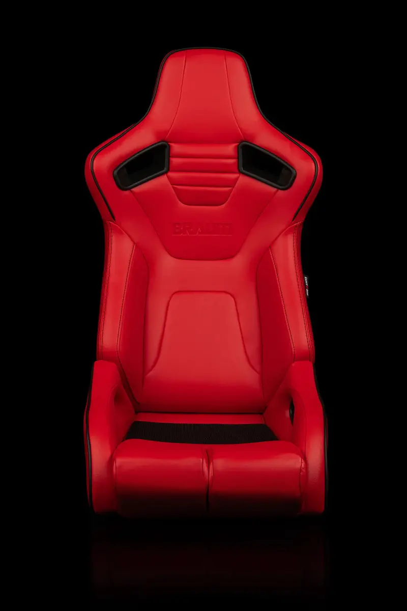 Braum Racing Seats Elite-R Series - Red Leatherette (Black Stitching / Black Piping) 1