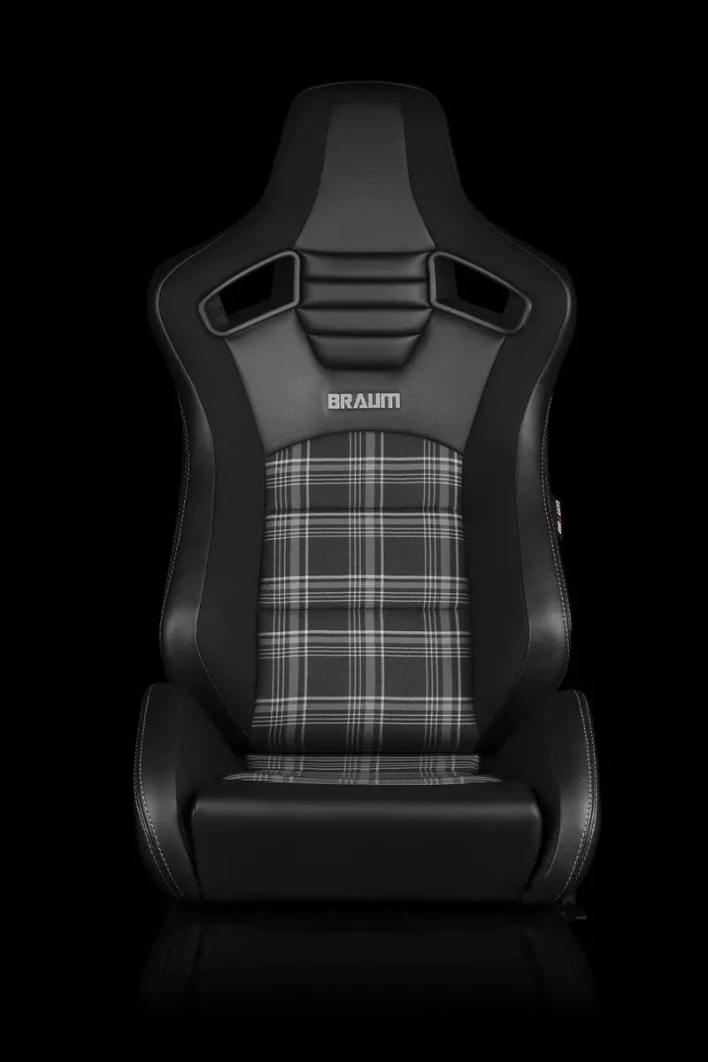 Braum Racing Seats Elite-S Series - Black & Grey Plaid (Grey Stitching) 1