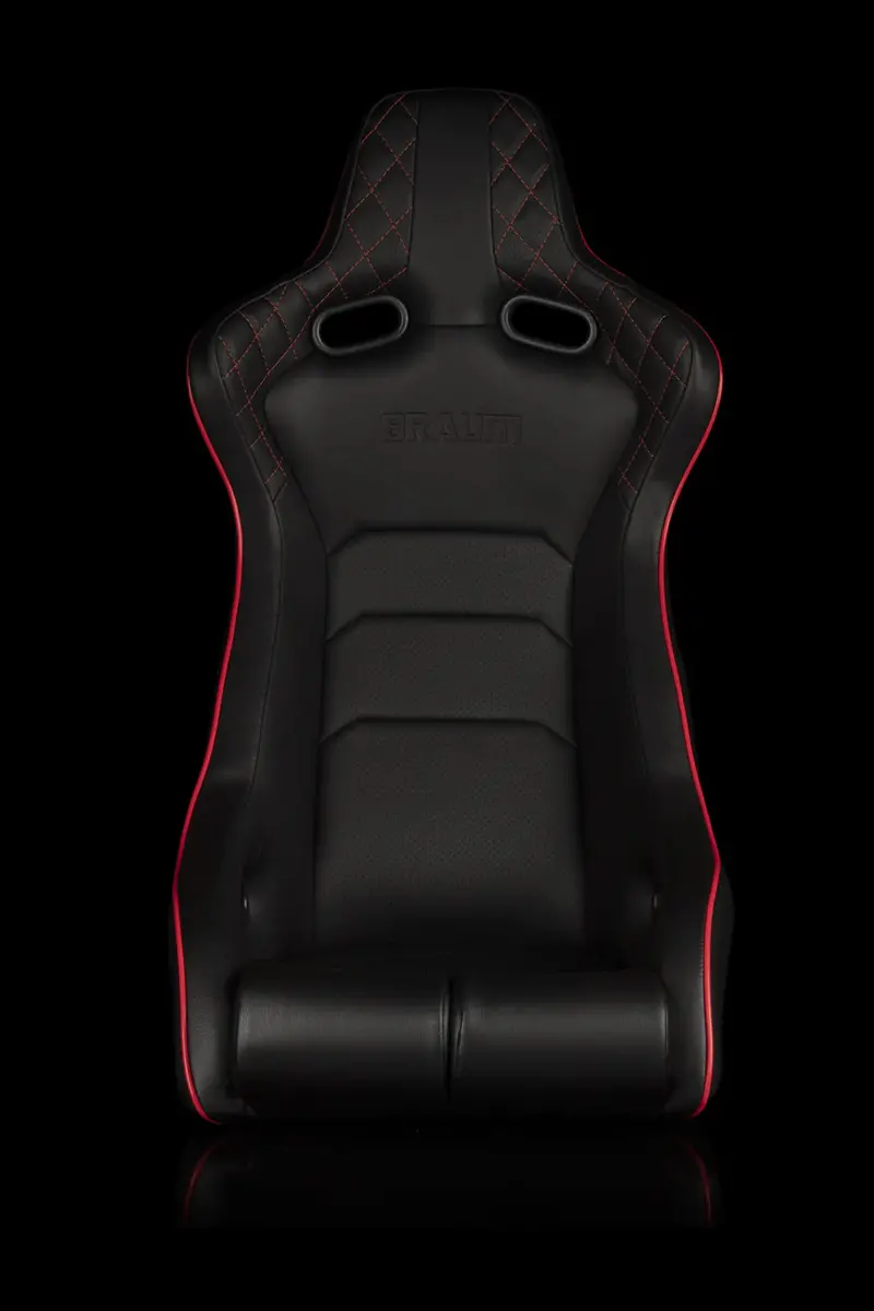 Braum Racing Seats Venom-X Series Fixed Back Bucket - Black Diamond / Red Stitching 1