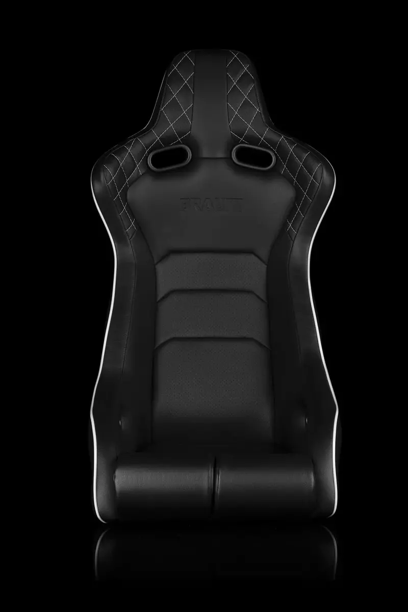 Braum Racing Seats Venom-X Series Fixed Back Bucket - Black Diamond / White Stitching 1