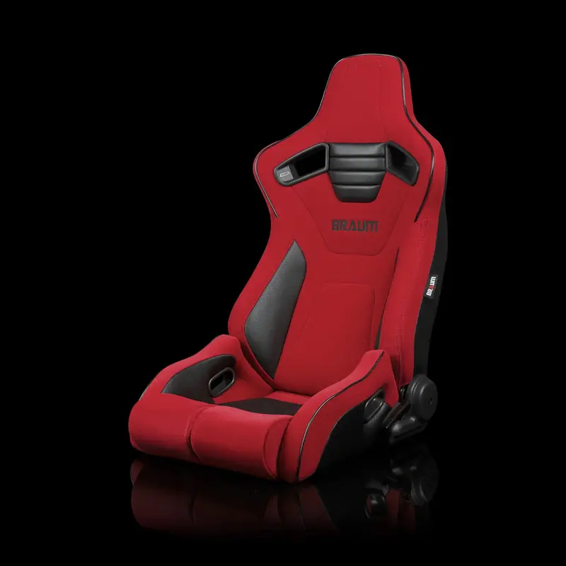 Elite-R Series Sport Seats - Red Jacquard (Black Stitching / Black Piping) 1