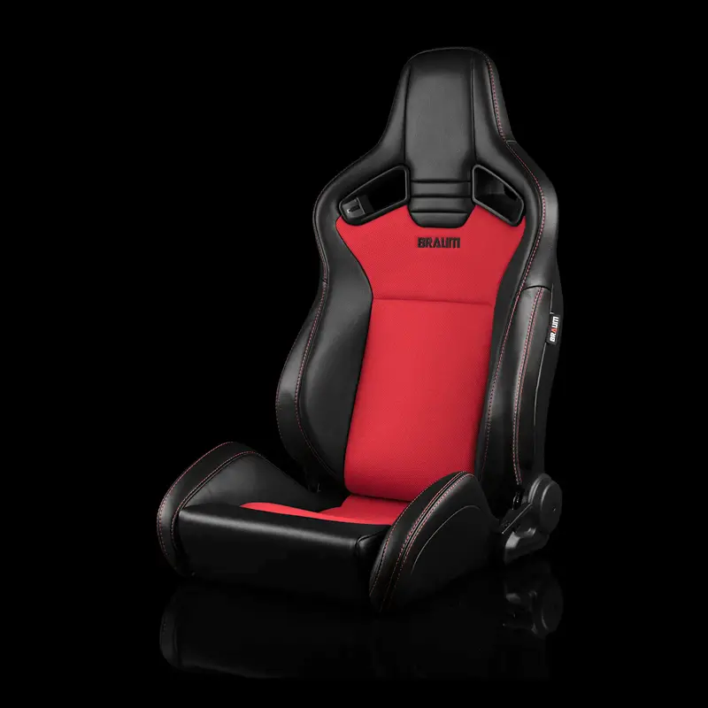 Elite V2 Series Sport Seats - Black Leatherette And Red Cloth 1
