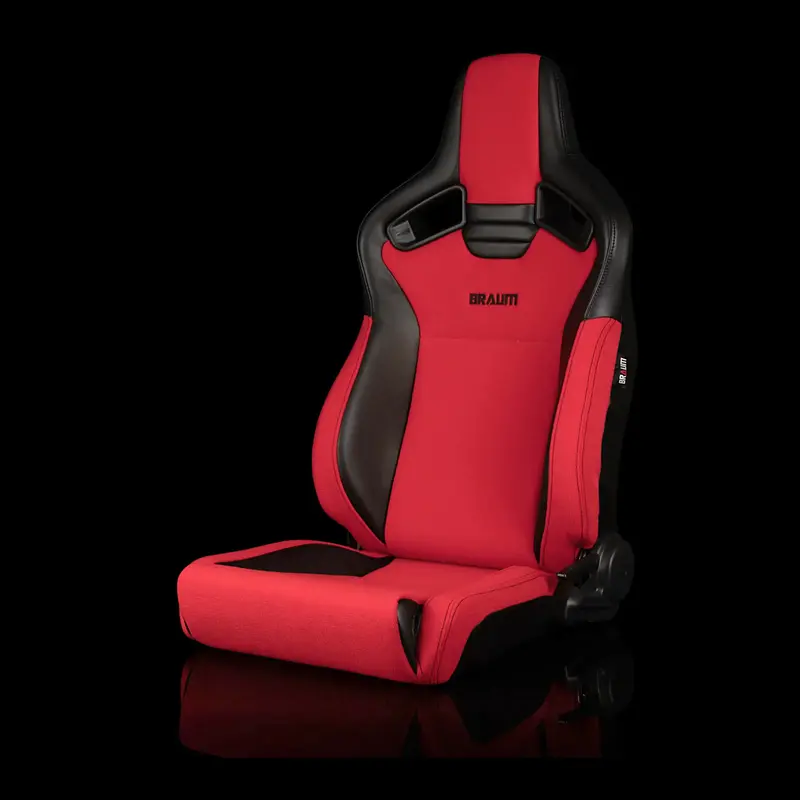 Elite V2 Series Sport Seats - Black Pu /  Red Jacquard - Low Base Version 1