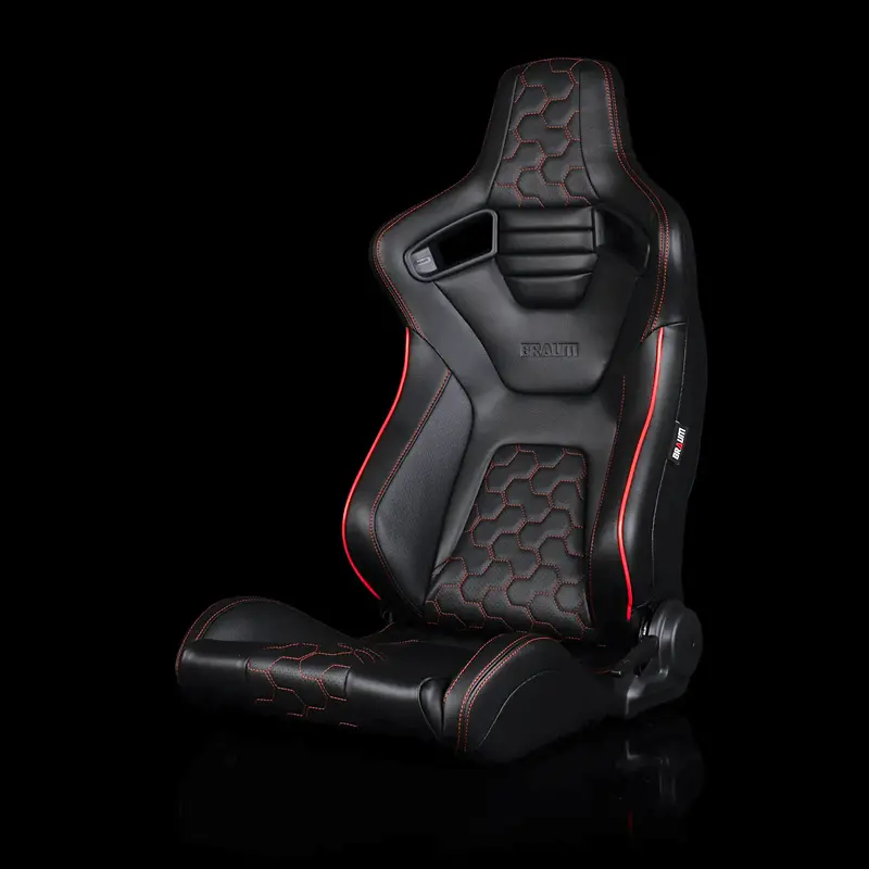 Elite-X Series Sport Seats - Black Honeycomb (Red Stitching / Red Piping) 1