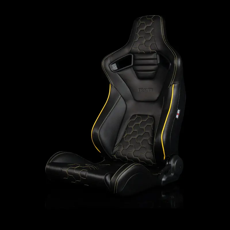 Elite-X Series Sport Seats - Black Honeycomb (Yellow Stitching / Yellow Piping) 1