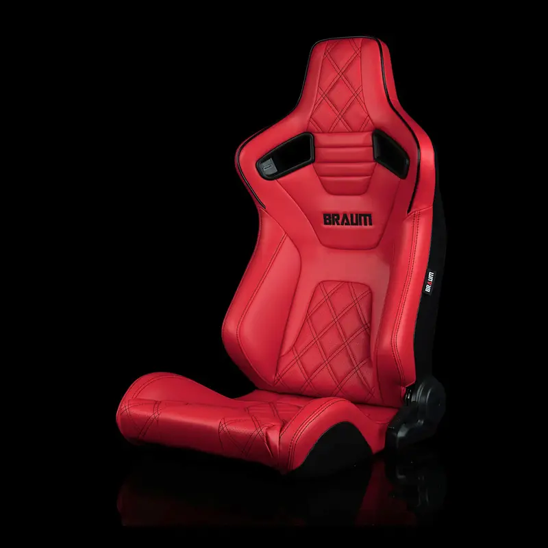 Elite-X Series Sport Seats - Red Large Diamond (Double Black Stitching / Black Piping) 1