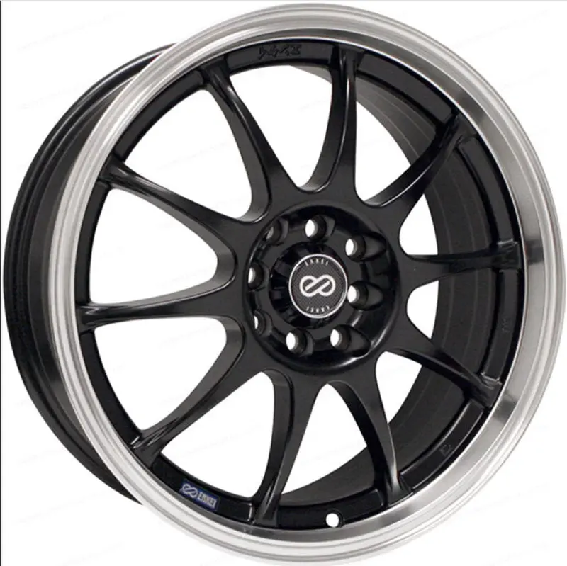 Enkei J10 16X7 4X100/114.3 42Mm Offset 72.62Mm Bore Dia Matte Black W/ Machined Lip Wheel 1