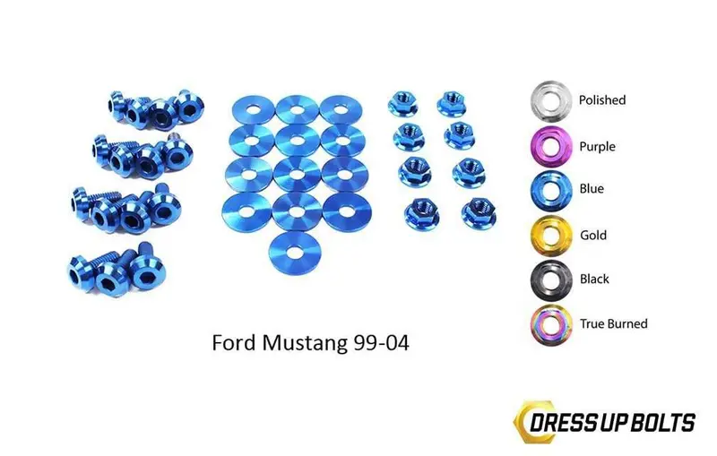 Ford Mustang (1999-2004) Titanium Dress Up Bolts Engine Bay Kit 1