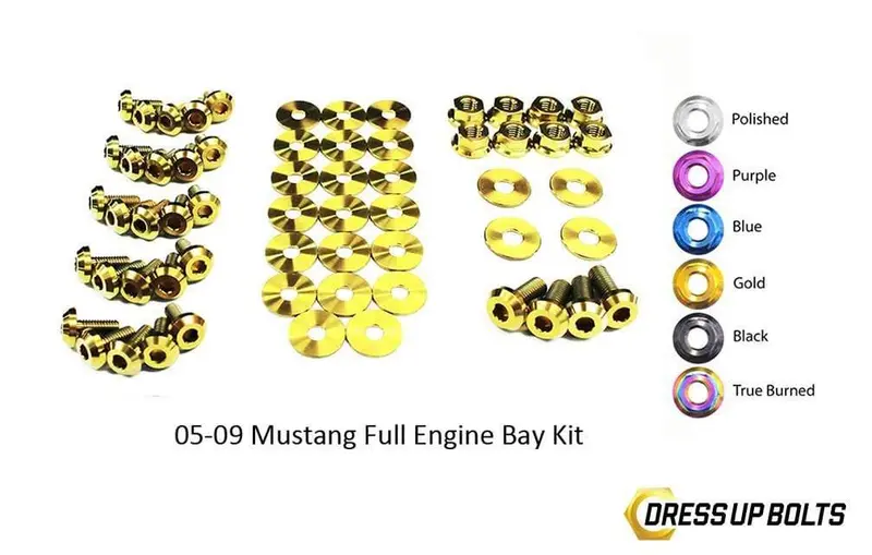 Ford Mustang (2005-2009) Titanium Dress Up Bolts Full Engine Bay Kit 1