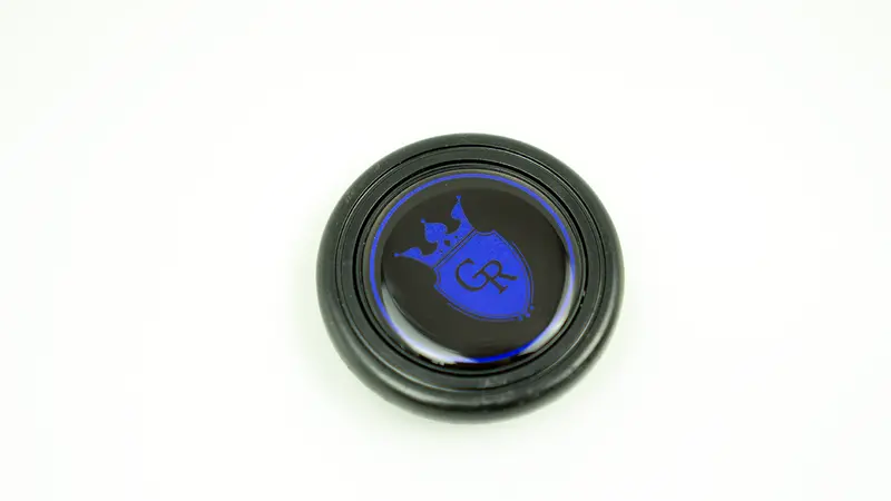 Grip Royal Horn Button - Crest - Black W/ Blue Metallic Logo 1