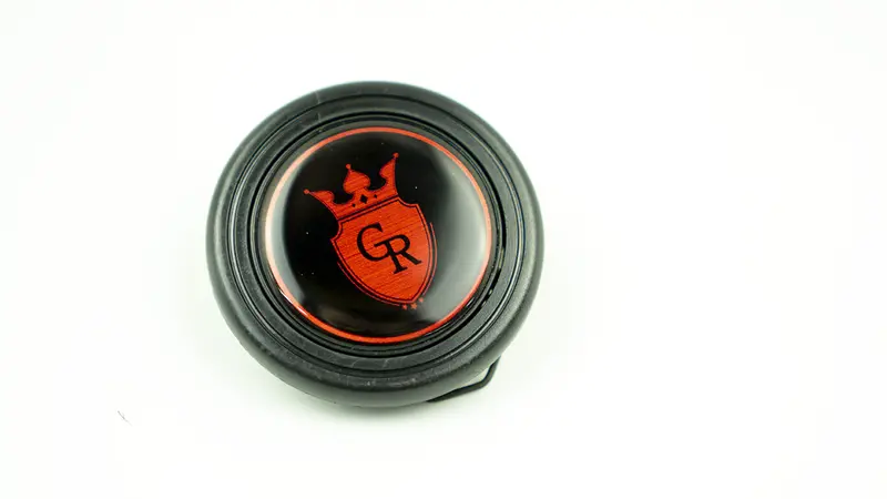 Grip Royal Horn Button - Crest - Black W/ Red Metallic Logo 1