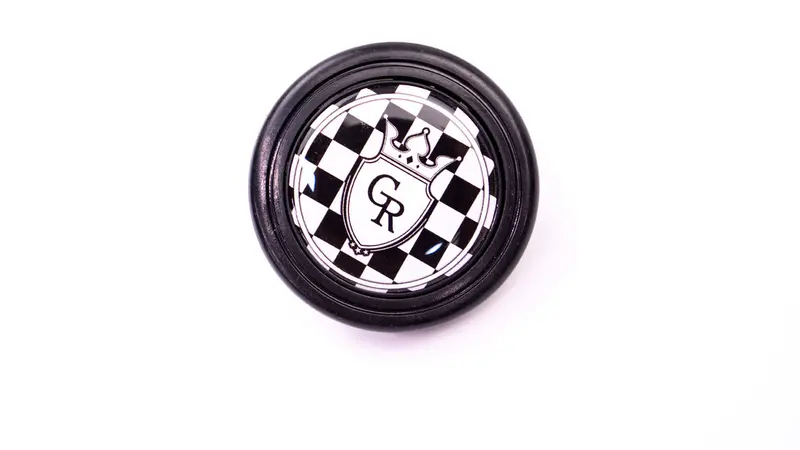 Grip Royal Horn Button - Crest - Checkerboard White & Black W/ White Logo 1