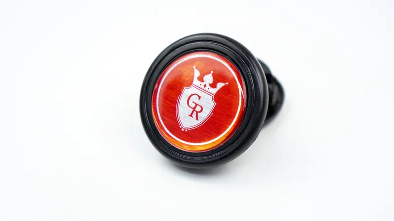 Grip Royal Horn Button - Crest - Red W/ Silver Logo 1