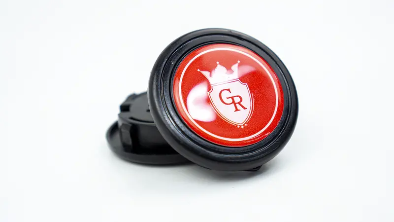 Grip Royal Horn Button - Crest - Red W/ White Logo 1