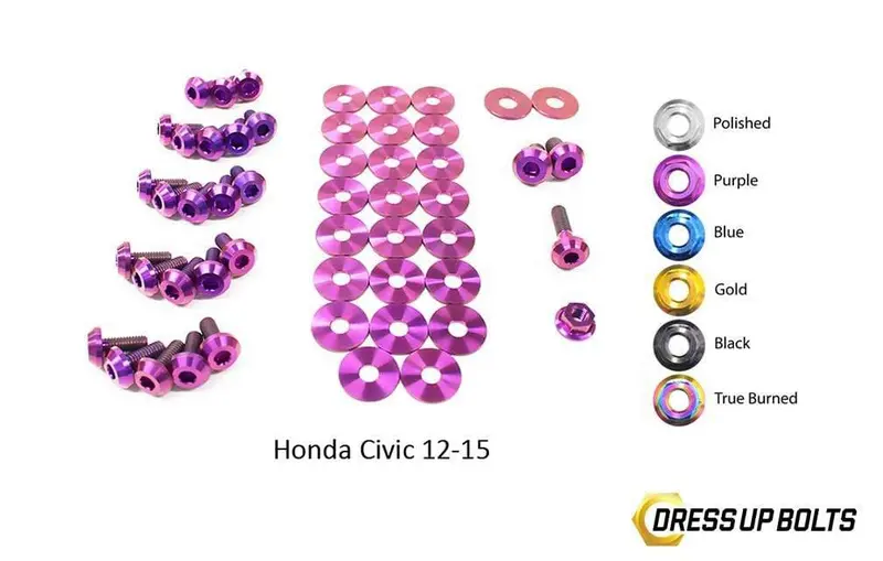 Honda Civic (2012-2015) Titanium Ti Dress Up Bolts Engine Bay Kit 1