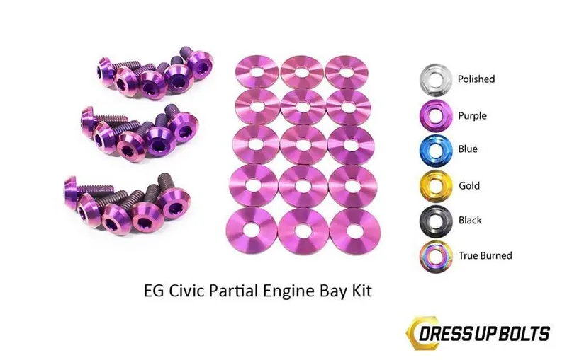 Honda Civic Eg (1992-1995) Titanium Dress Up Bolts Partial Engine Bay Kit 1
