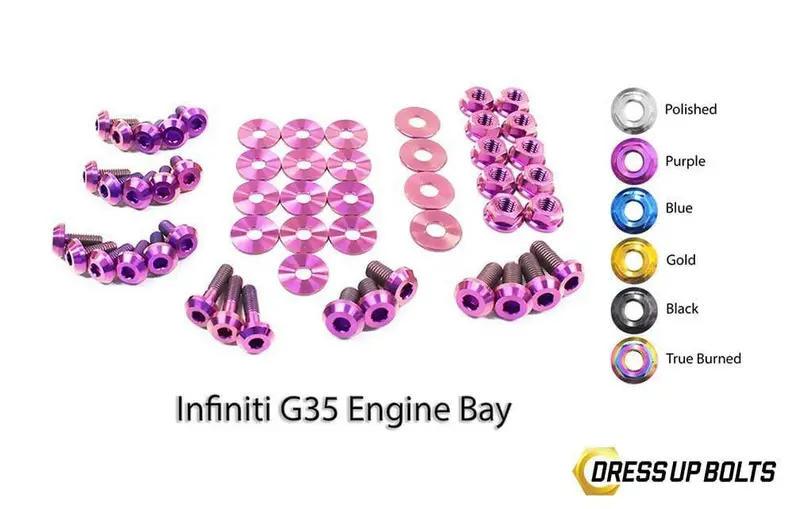 Infiniti G35 Coupe And Sedan (2003-2007) Titanium Dress Up Bolts Engine Bay Kit 1